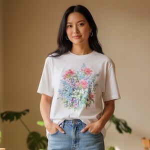 Vintage 90s Floral Print Tee Medium